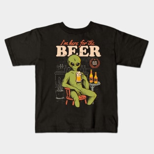 Here For The Beer Funny Ironic Kids T-Shirt